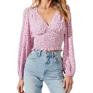 ASTR The Label Pink Floral Crop Top - Women's Size Small